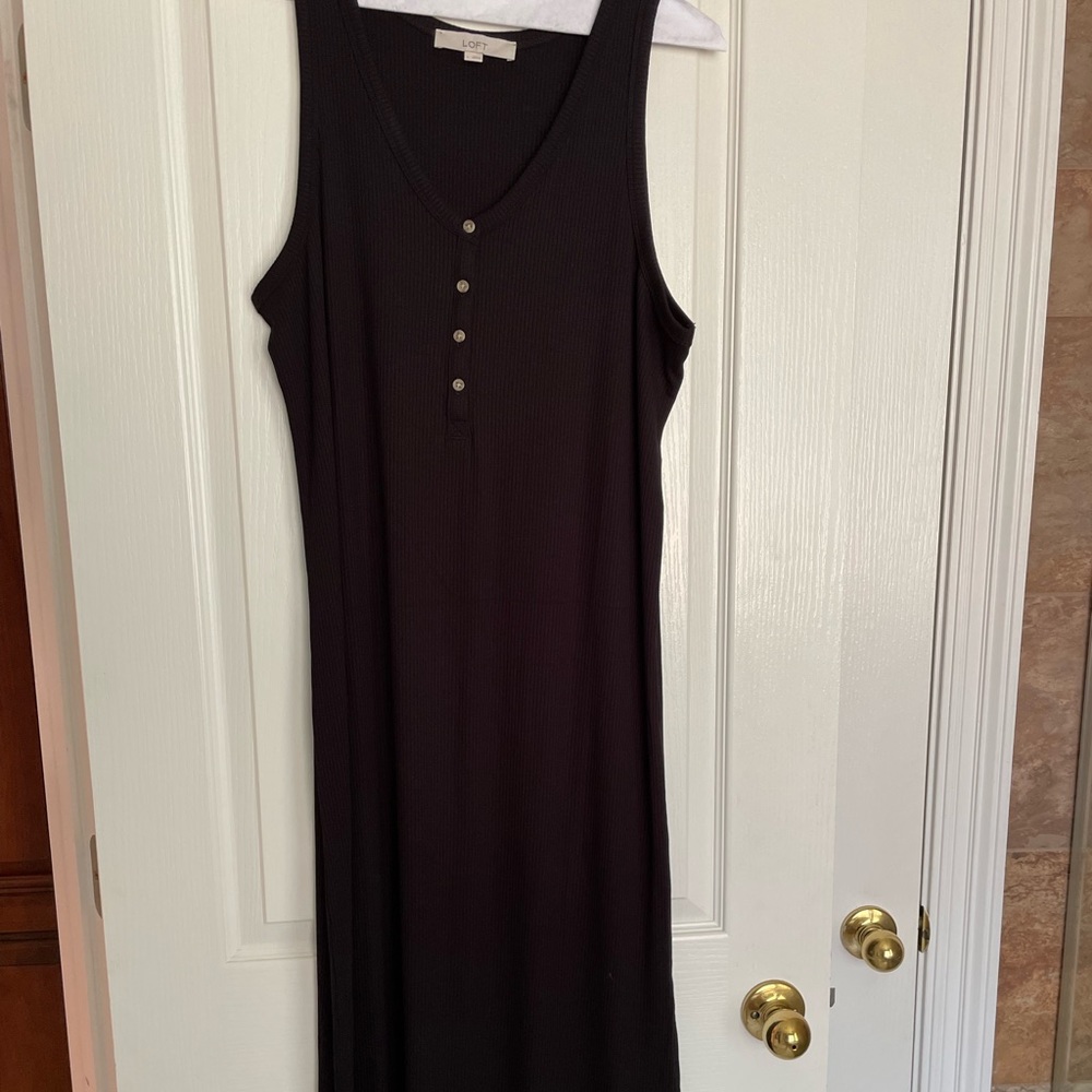 LOFT black sleeveless ribbed dress